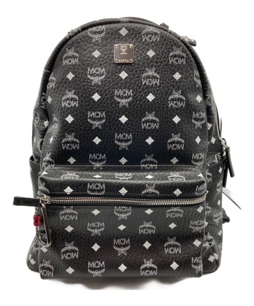 MCM（エムシーエム）MCM (エムシーエム) STARK BACKPACK MEDIUM  WHITE LOGO VISETOS ブラックの古着・服飾アイテム