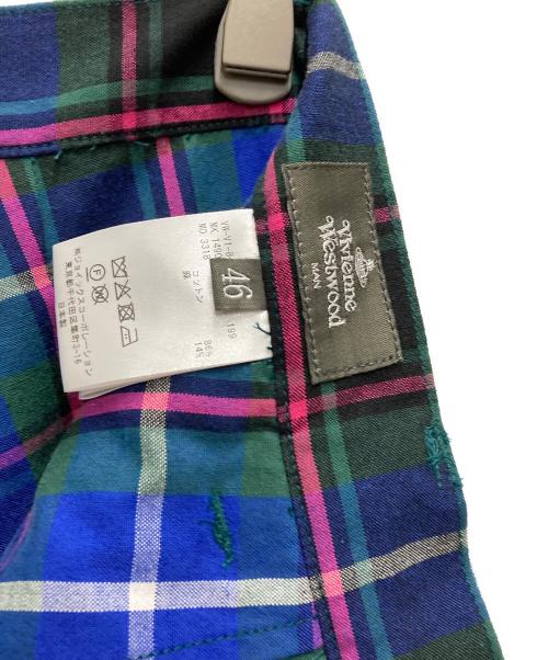 Vivienne Westwood man（ヴィヴィアン ウェストウッド マン）Vivienne Westwood man (ヴィヴィアン ウェストウッド マン) FRONT BACK TUCK トラウザーズ ブルー サイズ:46の古着・服飾アイテム