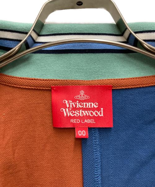 Vivienne Westwood RED LABEL（ヴィヴィアンウエストウッドレッドレーベル）Vivienne Westwood RED LABEL (ヴィヴィアンウエストウッドレッドレーベル) アシンメトリーオリーブ刺繍ポロシャツ ブラウン×ネイビー サイズ:00の古着・服飾アイテム