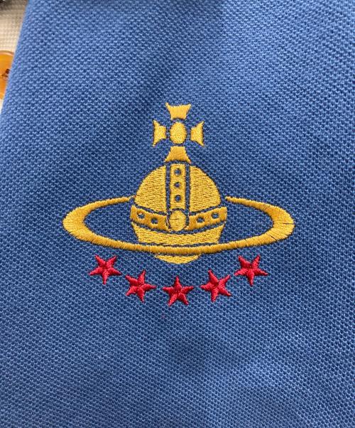 Vivienne Westwood RED LABEL（ヴィヴィアンウエストウッドレッドレーベル）Vivienne Westwood RED LABEL (ヴィヴィアンウエストウッドレッドレーベル) アシンメトリーオリーブ刺繍ポロシャツ ブラウン×ネイビー サイズ:00の古着・服飾アイテム