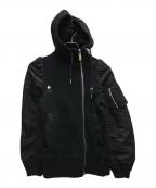 sacaiサカイ）の古着「Nylon Twill × Sponge Blouson」｜ブラック