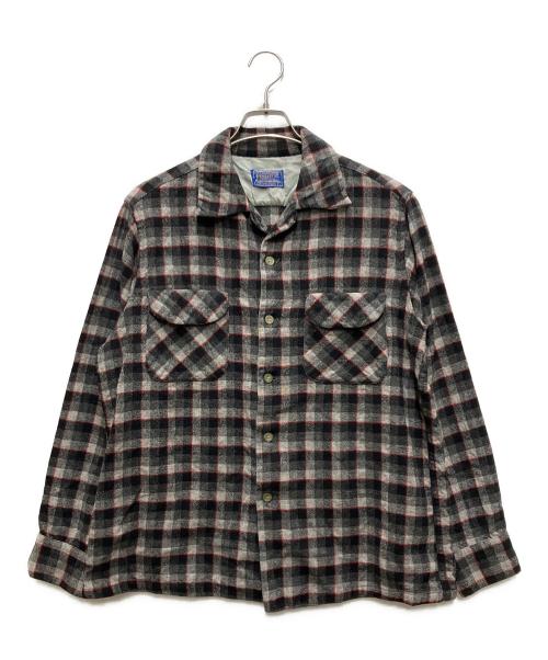 PENDLETON（ペンドルトン）PENDLETON (ペンドルトン) 60s ブロックチェック柄ウールボードシャツ グレー サイズ:Lの古着・服飾アイテム
