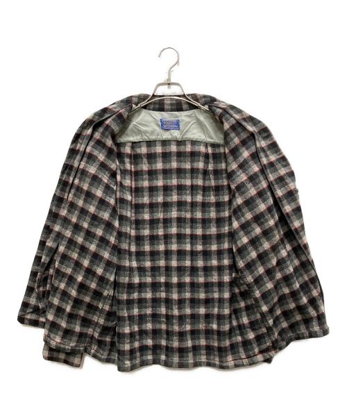 PENDLETON（ペンドルトン）PENDLETON (ペンドルトン) 60s ブロックチェック柄ウールボードシャツ グレー サイズ:Lの古着・服飾アイテム