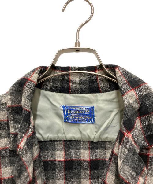 PENDLETON（ペンドルトン）PENDLETON (ペンドルトン) 60s ブロックチェック柄ウールボードシャツ グレー サイズ:Lの古着・服飾アイテム
