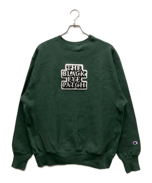 BlackEyePatch（ブラックアイパッチ）BlackEyePatch (ブラックアイパッチ) Champion (チャンピオン) OG LABEL CREW SWEAT グリーン サイズ:Lの古着・服飾アイテム