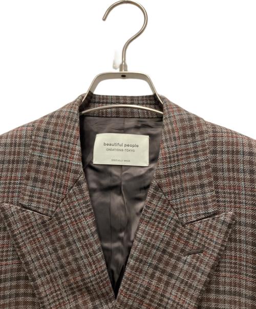 beautiful people（ビューティフルピープル）beautiful people (ビューティフルピープル) gradation blockcheck tailored jacket ブラウン サイズ:38の古着・服飾アイテム