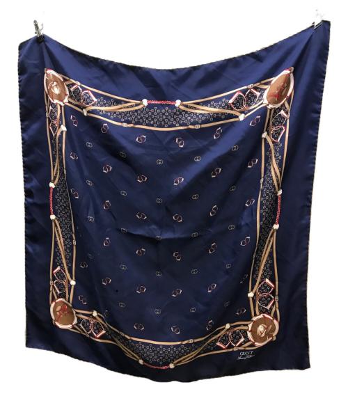 GUCCI（グッチ）GUCCI (グッチ) シルクスカーフ ネイビーの古着・服飾アイテム