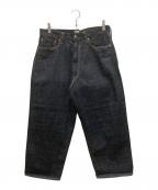 goldゴールド）の古着「RECYCLED WASTE SUVIN COTTON YARN 11.5oz. DENIM 5POCKET WIDE PANTS」｜インディゴ