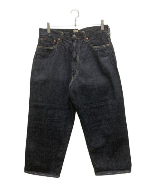 gold（ゴールド）gold (ゴールド) RECYCLED WASTE SUVIN COTTON YARN 11.5oz. DENIM 5POCKET WIDE PANTS インディゴ サイズ:Mの古着・服飾アイテム