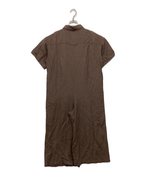 CLOTH&CROSS（クロスアンドクロス）CLOTH&CROSS (クロスアンドクロス) リネン混シャツカラーオールインワン ブラウン サイズ:1の古着・服飾アイテム