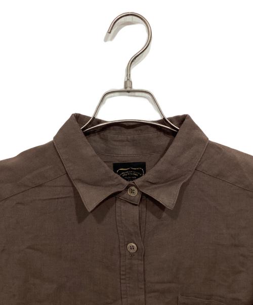 CLOTH&CROSS（クロスアンドクロス）CLOTH&CROSS (クロスアンドクロス) リネン混シャツカラーオールインワン ブラウン サイズ:1の古着・服飾アイテム