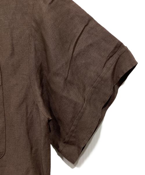 CLOTH&CROSS（クロスアンドクロス）CLOTH&CROSS (クロスアンドクロス) リネン混シャツカラーオールインワン ブラウン サイズ:1の古着・服飾アイテム