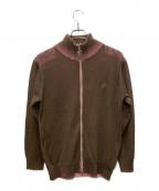 BoTTボット）の古着「Zip-up Driver's Knit」｜ブラウン×ピンク