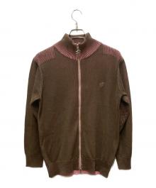 BoTT（ボット）の古着「Zip-up Driver's Knit」｜ブラウン×ピンク