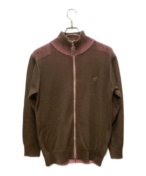 BoTT（ボット）BoTT (ボット) Zip-up Driver's Knit ブラウン×ピンク サイズ:Sの古着・服飾アイテム