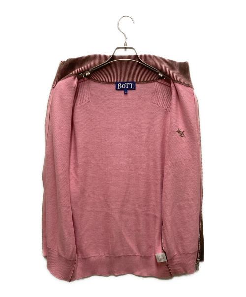 BoTT（ボット）BoTT (ボット) Zip-up Driver's Knit ブラウン×ピンク サイズ:Sの古着・服飾アイテム