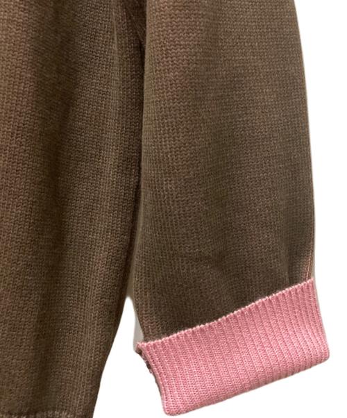 BoTT（ボット）BoTT (ボット) Zip-up Driver's Knit ブラウン×ピンク サイズ:Sの古着・服飾アイテム