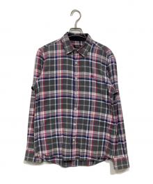 BURBERRY BLACK LABEL（バーバリーブラックレーベル）の古着「チェックシャツ」｜レッド×グレー