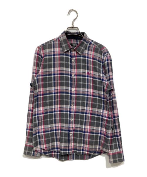 BURBERRY BLACK LABEL（バーバリーブラックレーベル）BURBERRY BLACK LABEL (バーバリーブラックレーベル) チェックシャツ レッド×グレー サイズ:2の古着・服飾アイテム