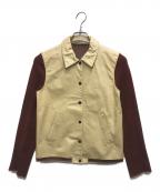 MIU MIUミュウミュウ）の古着「00'S レザー切替バーシティジャケット」｜ベージュ×レッド