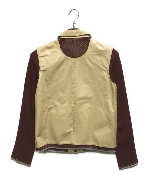 MIU MIU（ミュウミュウ）MIU MIU (ミュウミュウ) 00'S レザー切替バーシティジャケット ベージュ×レッド サイズ:42の古着・服飾アイテム