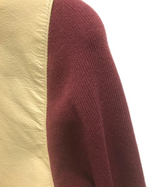 MIU MIU（ミュウミュウ）MIU MIU (ミュウミュウ) 00'S レザー切替バーシティジャケット ベージュ×レッド サイズ:42の古着・服飾アイテム