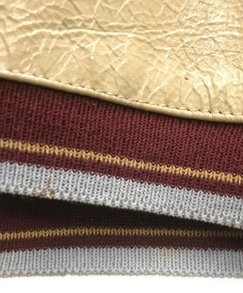MIU MIU（ミュウミュウ）MIU MIU (ミュウミュウ) 00'S レザー切替バーシティジャケット ベージュ×レッド サイズ:42の古着・服飾アイテム