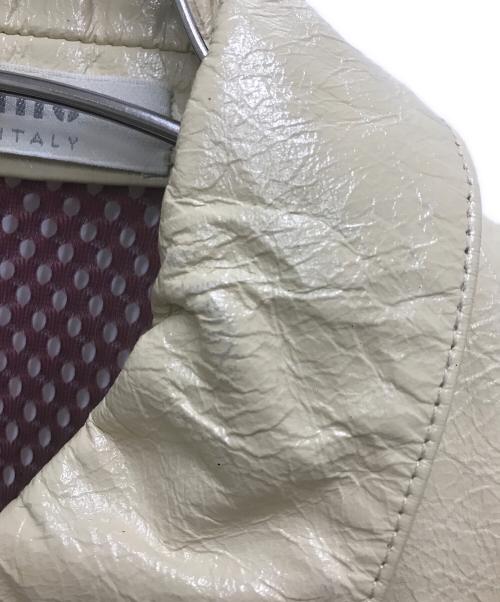 MIU MIU（ミュウミュウ）MIU MIU (ミュウミュウ) 00'S レザー切替バーシティジャケット ベージュ×レッド サイズ:42の古着・服飾アイテム