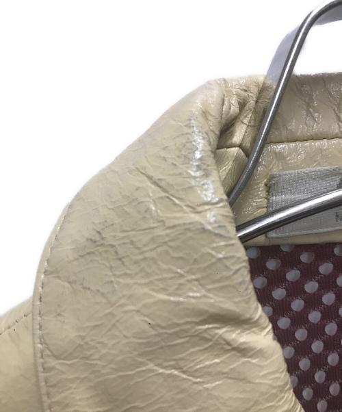 MIU MIU（ミュウミュウ）MIU MIU (ミュウミュウ) 00'S レザー切替バーシティジャケット ベージュ×レッド サイズ:42の古着・服飾アイテム