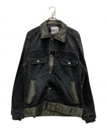 sacai（サカイ）の古着「ナイロンドッキング デニムジャケット」｜グレー×カーキ