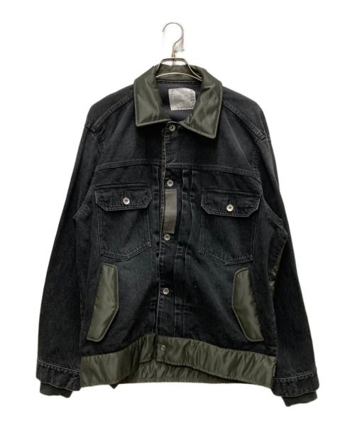 sacai（サカイ）sacai (サカイ) ナイロンドッキング デニムジャケット グレー×カーキ サイズ:4の古着・服飾アイテム