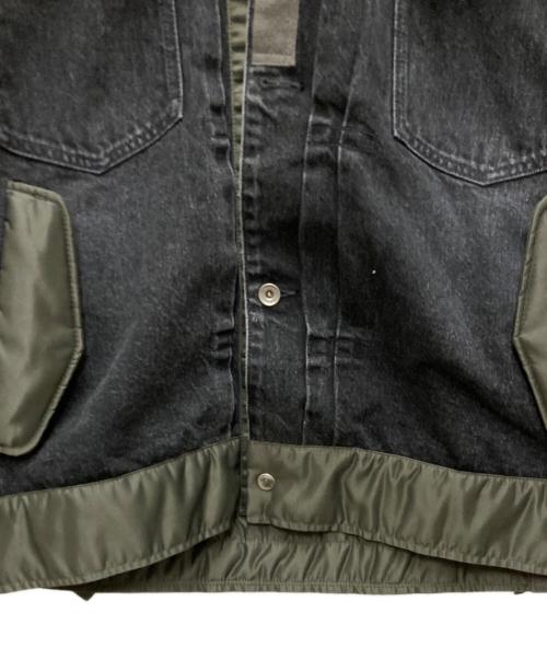 sacai（サカイ）sacai (サカイ) ナイロンドッキング デニムジャケット グレー×カーキ サイズ:4の古着・服飾アイテム