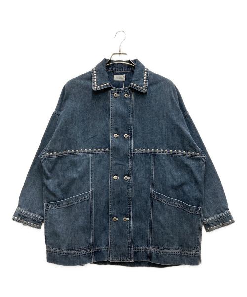 Nora Lily（ノラリリー）Nora Lily (ノラリリー) Studs Denim Switching Coverall Jacket ネイビー サイズ:FREEの古着・服飾アイテム