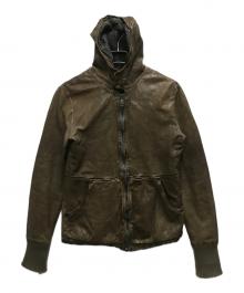 GIORGIO BRATO（ジョルジョブラッド）の古着「フーデットレザージャケット」｜ブラウン