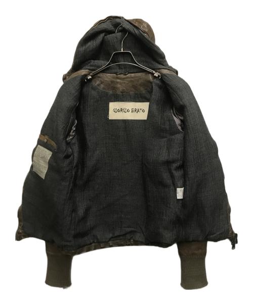 GIORGIO BRATO（ジョルジョブラッド）GIORGIO BRATO (ジョルジョブラッド) フーデットレザージャケット ブラウン サイズ:46の古着・服飾アイテム