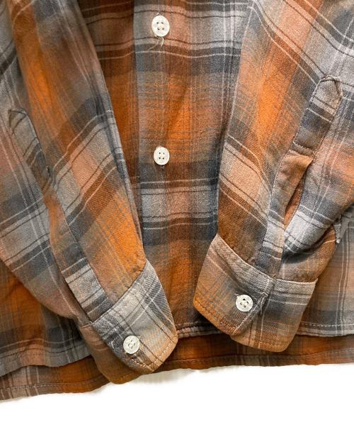 Ronella（ロネラ）Ronella (ロネラ) 60's~70's チェックレーヨンシャツ Ronella メンズ グレー×オレンジ SIZE 16 1/2 毛玉有 ＃ グレー×オレンジ サイズ:SIZE 16 1/2の古着・服飾アイテム