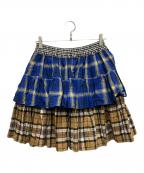 Vivienne Westwood RED LABELヴィヴィアンウエストウッドレッドレーベル）の古着「Triple Check Blotter Mini Skirt」｜ブルー×ベージュ