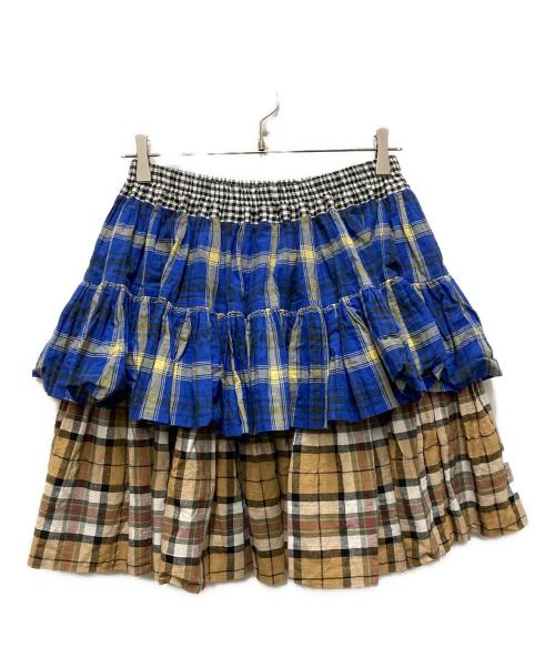 Vivienne Westwood RED LABEL（ヴィヴィアンウエストウッドレッドレーベル）Vivienne Westwood RED LABEL (ヴィヴィアンウエストウッドレッドレーベル) Triple Check Blotter Mini Skirt ブルー×ベージュ サイズ:00の古着・服飾アイテム