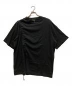 s'yteサイト）の古着「SOFT JERSEY T-SHIRT WITH GATHERED STRINGS」｜ブラック