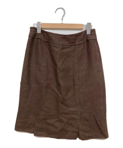 MaxMara（マックスマーラ）MaxMara (マックスマーラ) リネンスカート ブラウン サイズ:42の古着・服飾アイテム