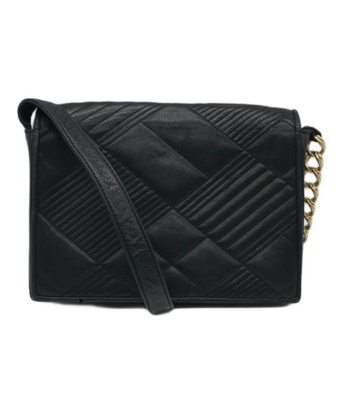 GIANNI VERSACE（ジャンニ・ヴェルサーチ）GIANNI VERSACE (ジャンニ・ヴェルサーチ) レザーフラップショルダーバッグ ブラックの古着・服飾アイテム