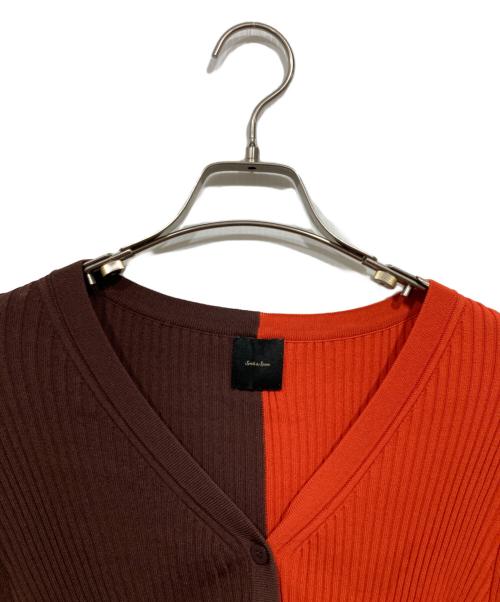 Spick and Span（スピック＆スパン）Spick and Span (スピック＆スパン) バイカラーリブカーディガン ブラウン×オレンジ サイズ:free(記載なし)の古着・服飾アイテム