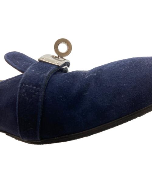 HERMES（エルメス）HERMES (エルメス) スエードフラットケリーパンプス ネイビー サイズ:36の古着・服飾アイテム