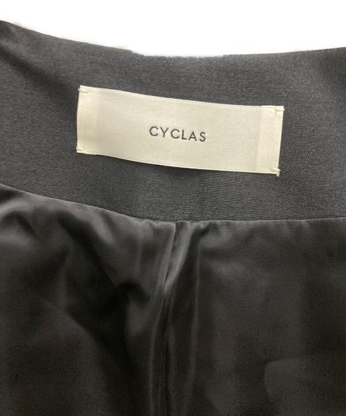 CYCLAS（シクラス）CYCLAS (シクラス) ウールシルクノーカラージャケット ブラック サイズ:38の古着・服飾アイテム