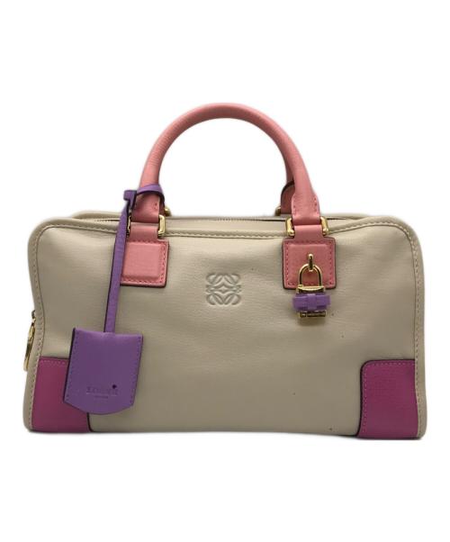 LOEWE（ロエベ）LOEWE (ロエベ) アナグラムトートバッグ/アマソナ28 ベージュ×ピンクの古着・服飾アイテム