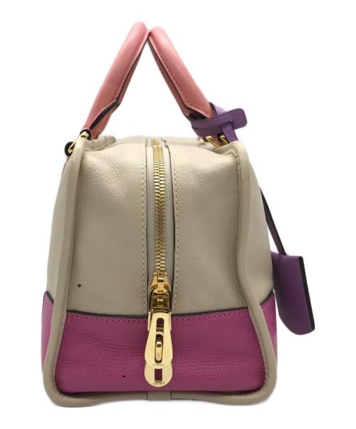 LOEWE（ロエベ）LOEWE (ロエベ) アナグラムトートバッグ/アマソナ28 ベージュ×ピンクの古着・服飾アイテム