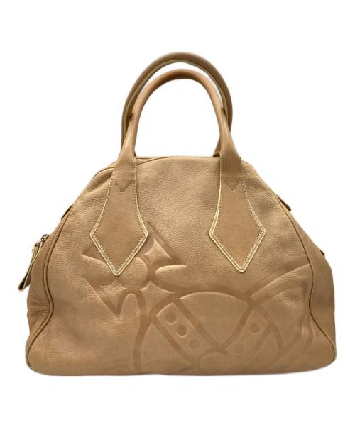 Vivienne Westwood（ヴィヴィアンウエストウッド）Vivienne Westwood (ヴィヴィアンウエストウッド) レザーオーブロゴハンドバッグ ベージュの古着・服飾アイテム
