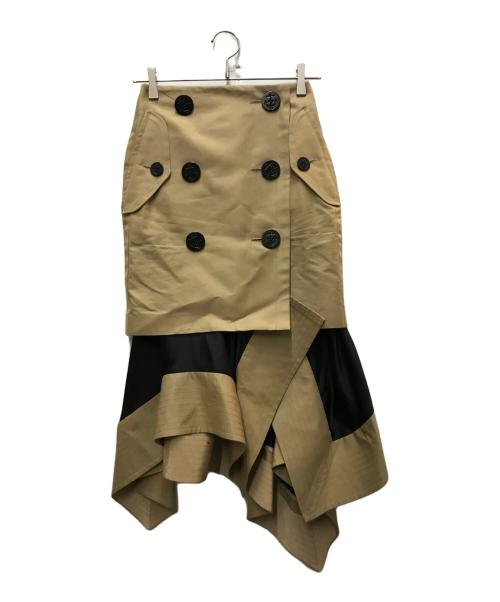 sacai（サカイ）sacai (サカイ) Double Breasted Asymmetry Skirt ベージュの古着・服飾アイテム