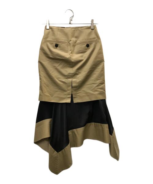 sacai（サカイ）sacai (サカイ) Double Breasted Asymmetry Skirt ベージュの古着・服飾アイテム