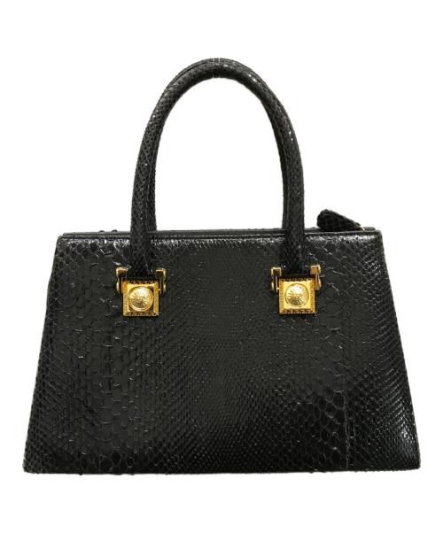 GIANNI VERSACE（ジャンニ・ヴェルサーチ）GIANNI VERSACE (ジャンニ・ヴェルサーチ) サンバースト クロコハンドバッグ ブラックの古着・服飾アイテム